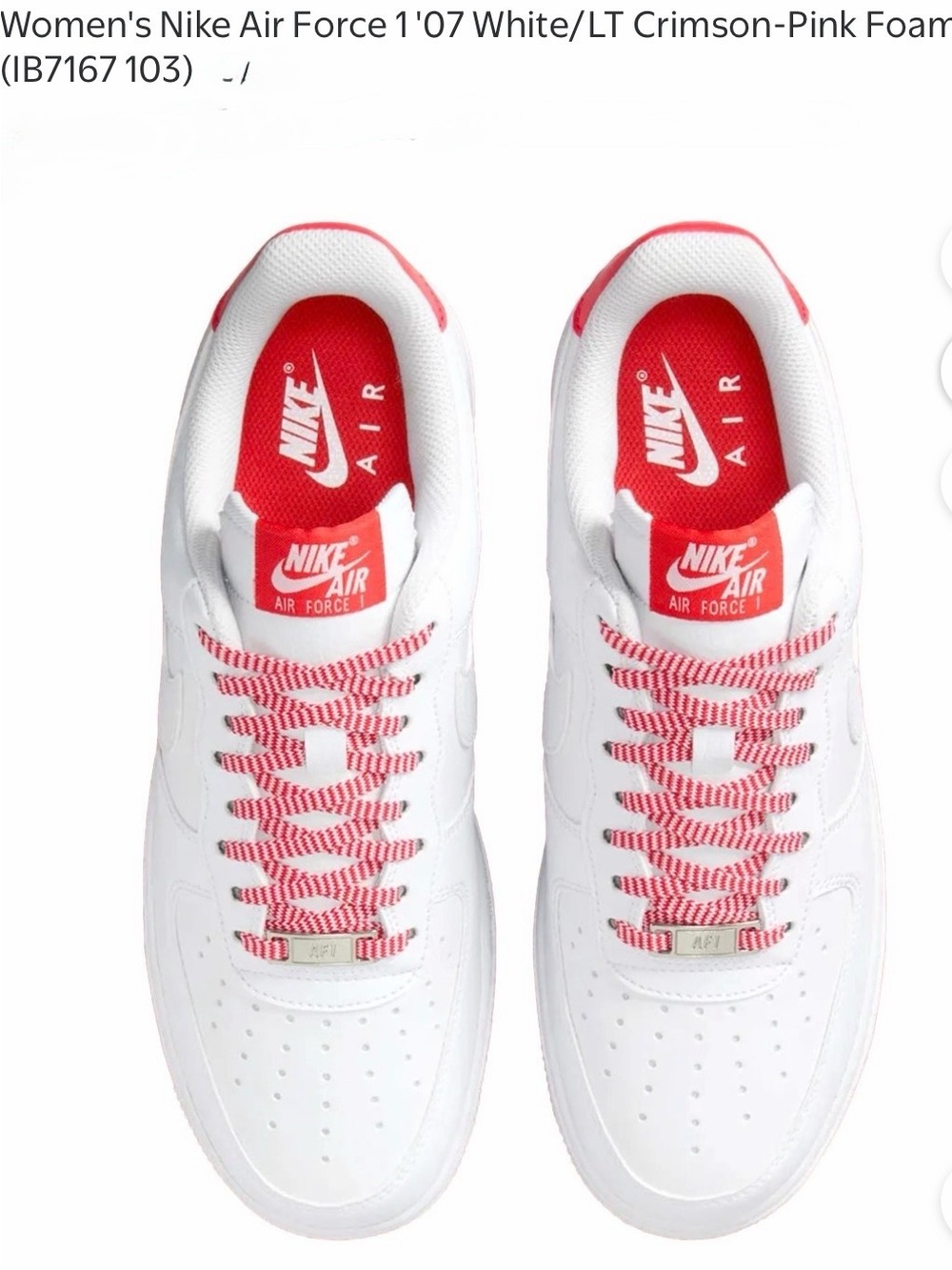 Nike Air Force 1 White with Crimson Accents